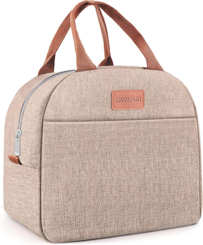 Easyfun Lunch Bag for Women & Men Adult Insulated Lunch Box, Small Leakproof Cooler Food Lunch Containers Reusable High Capacity Lunch Tote Bags for Work, Travel, Outdoor (KHAKI) - Image 1